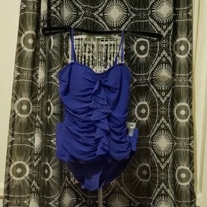 2 peice purple chiffon swimsuit